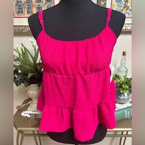 ALTAR’D STATE PINK BABY DOLL RUFFLE CUT-OUT TIE BACK BEACH CROP TOP SZ XS NWT